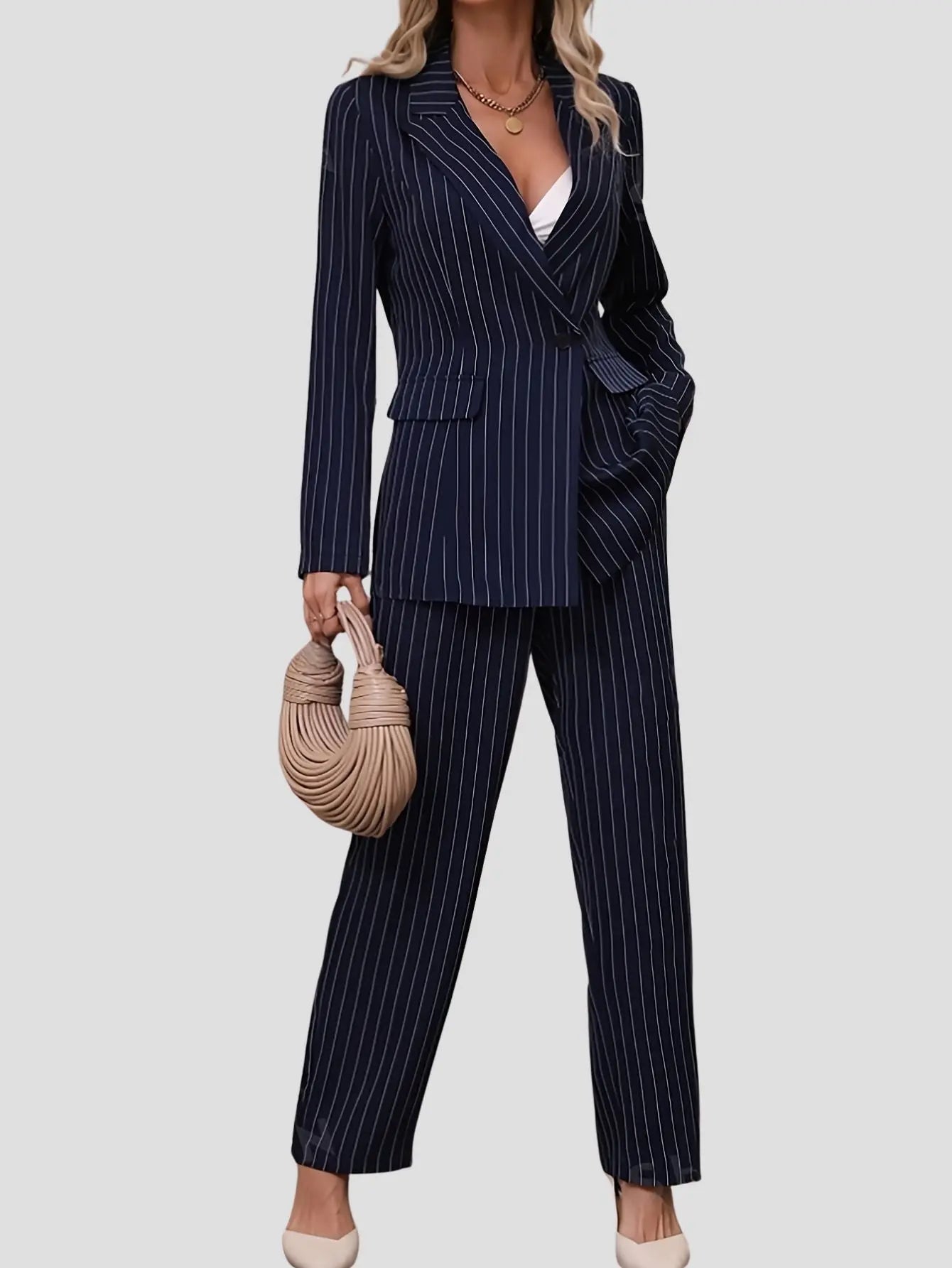 Women’s Striped Jacket and Pants Set Freya Fashion