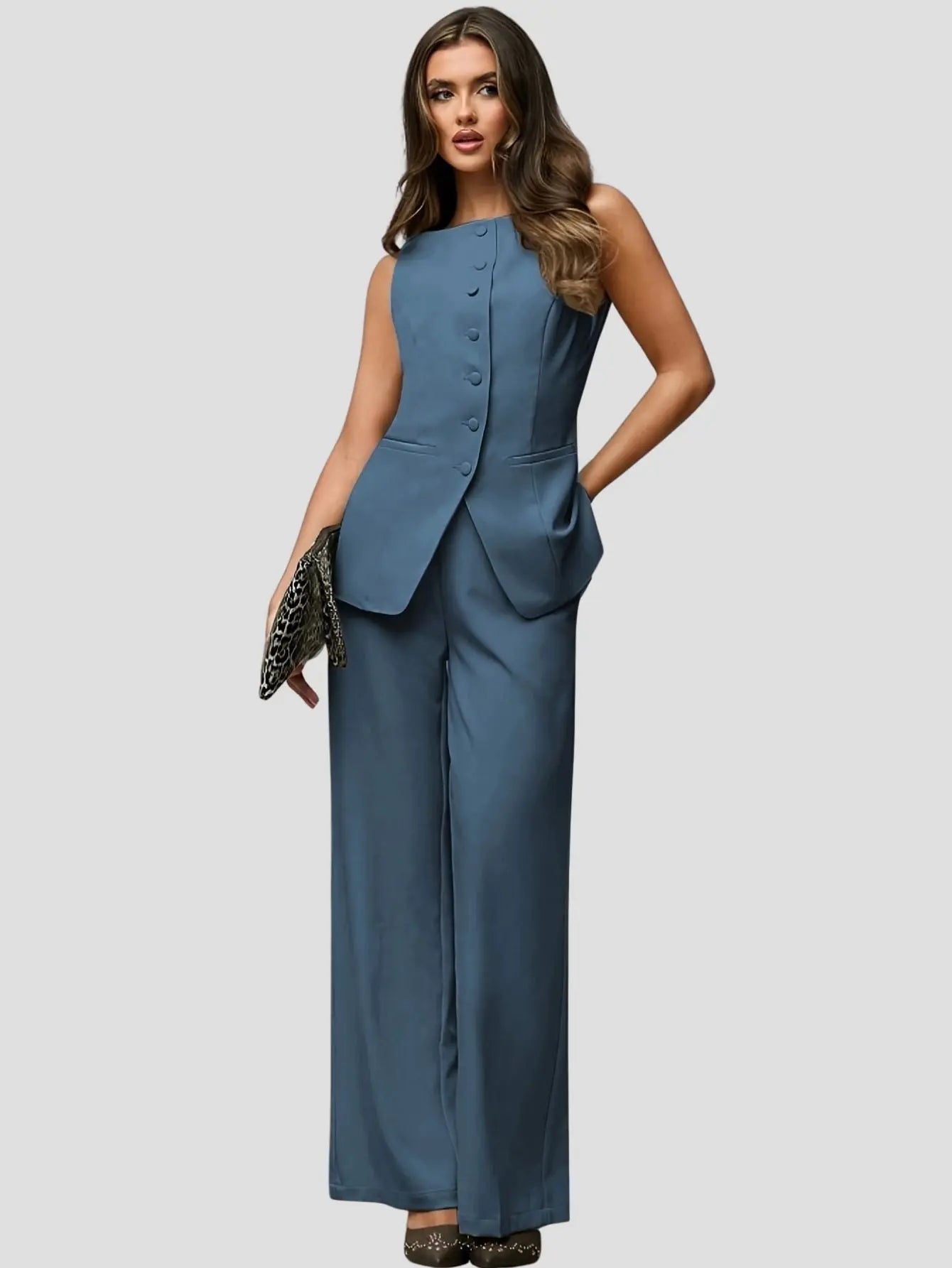 Women’s Solid Color Vest and Pants Set Freya Fashion