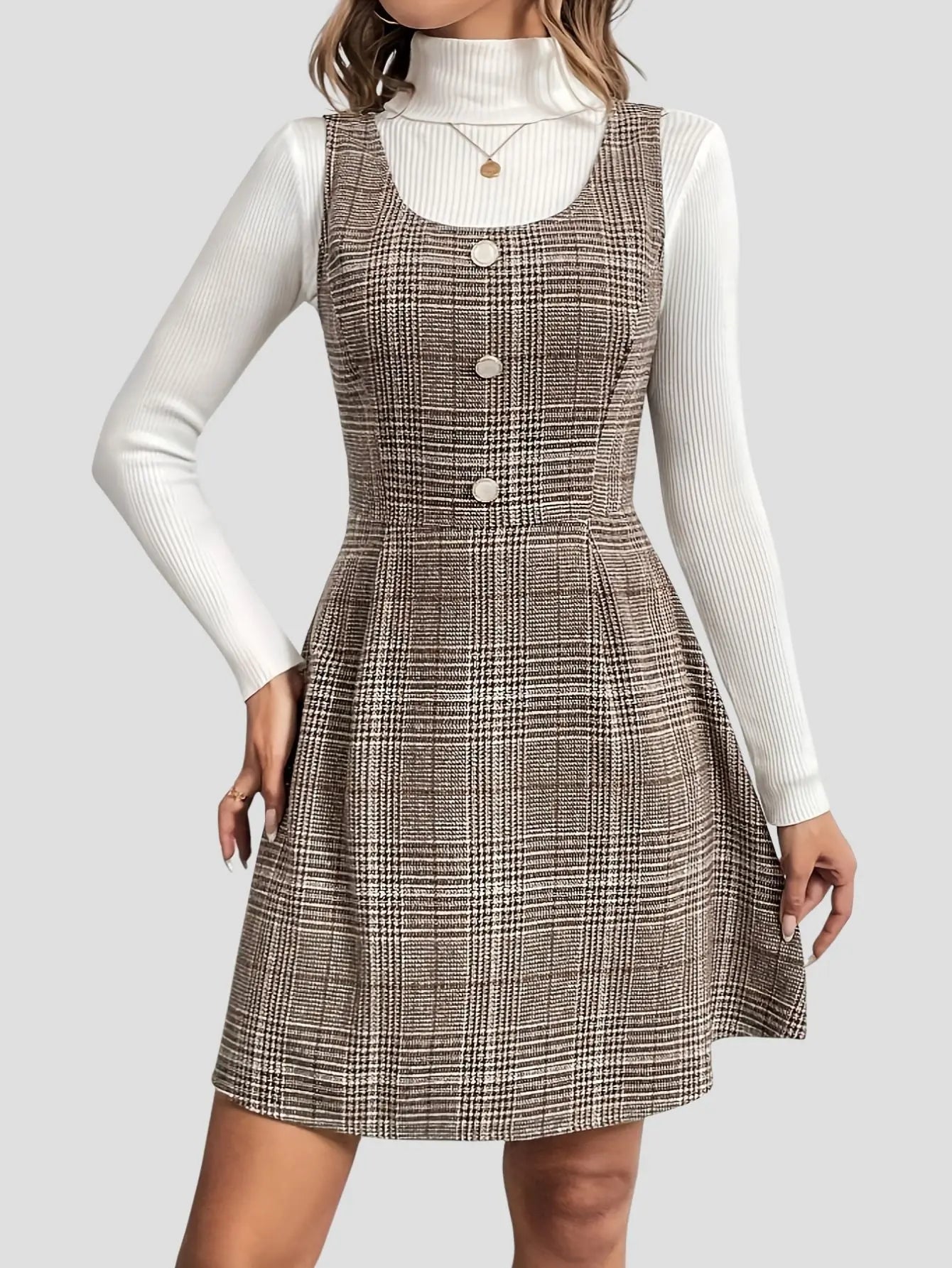 A-Line Dress Tartan Print Freya Fashion
