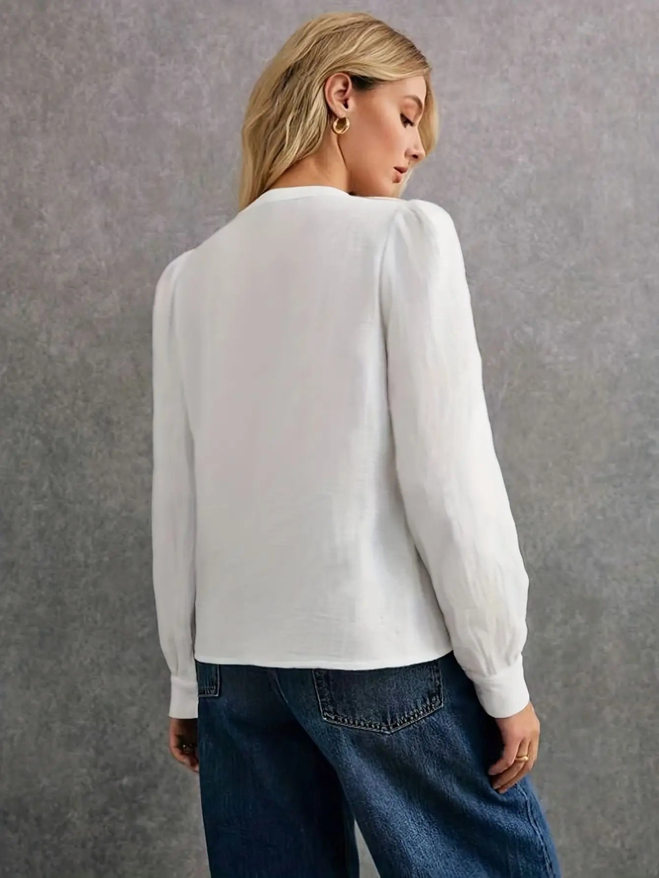 White Blouse with Blue Floral Print Freya Fashion