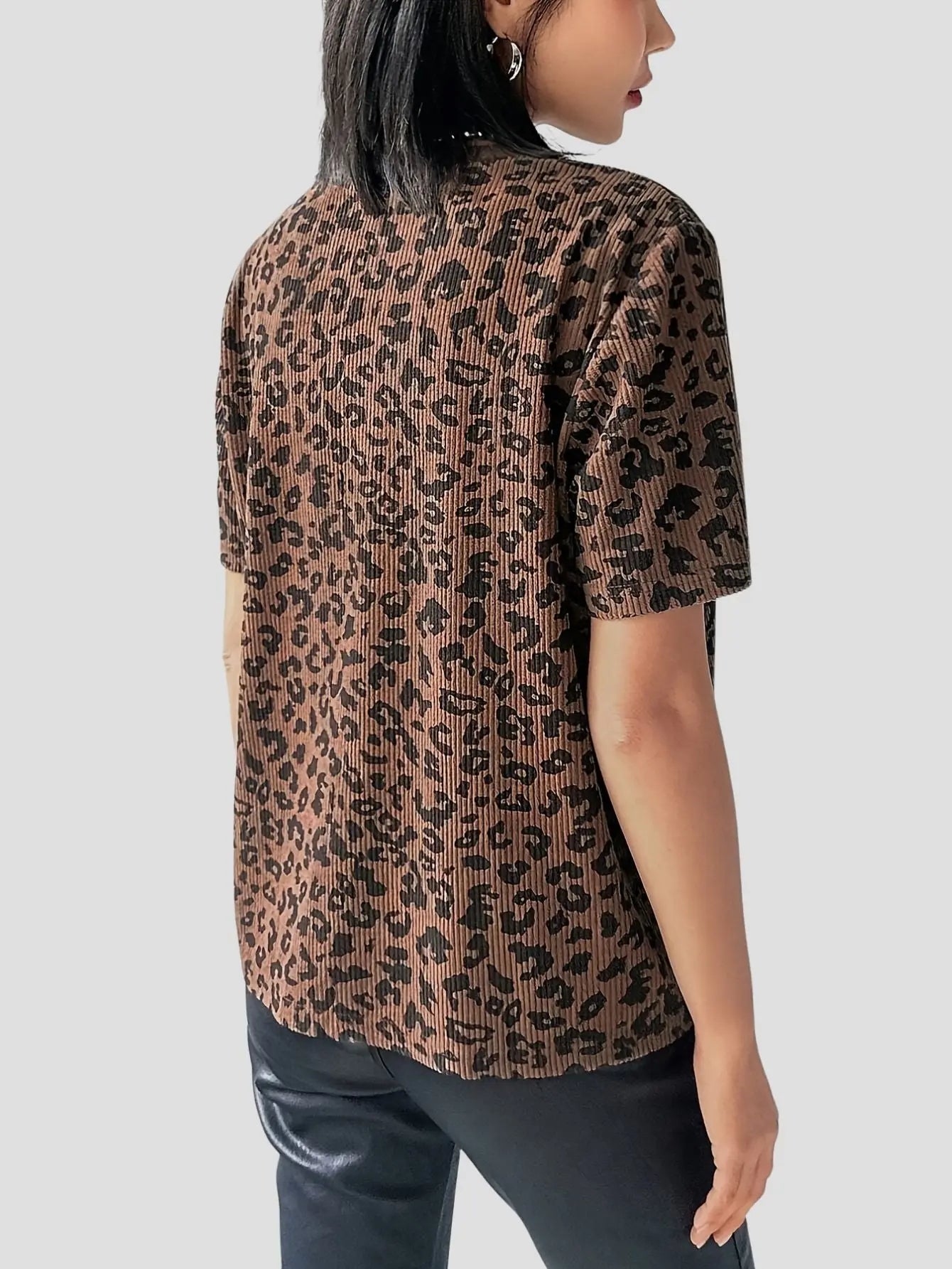 Women’s Leopard Print Short Sleeve T-Shirt Freya Fashion