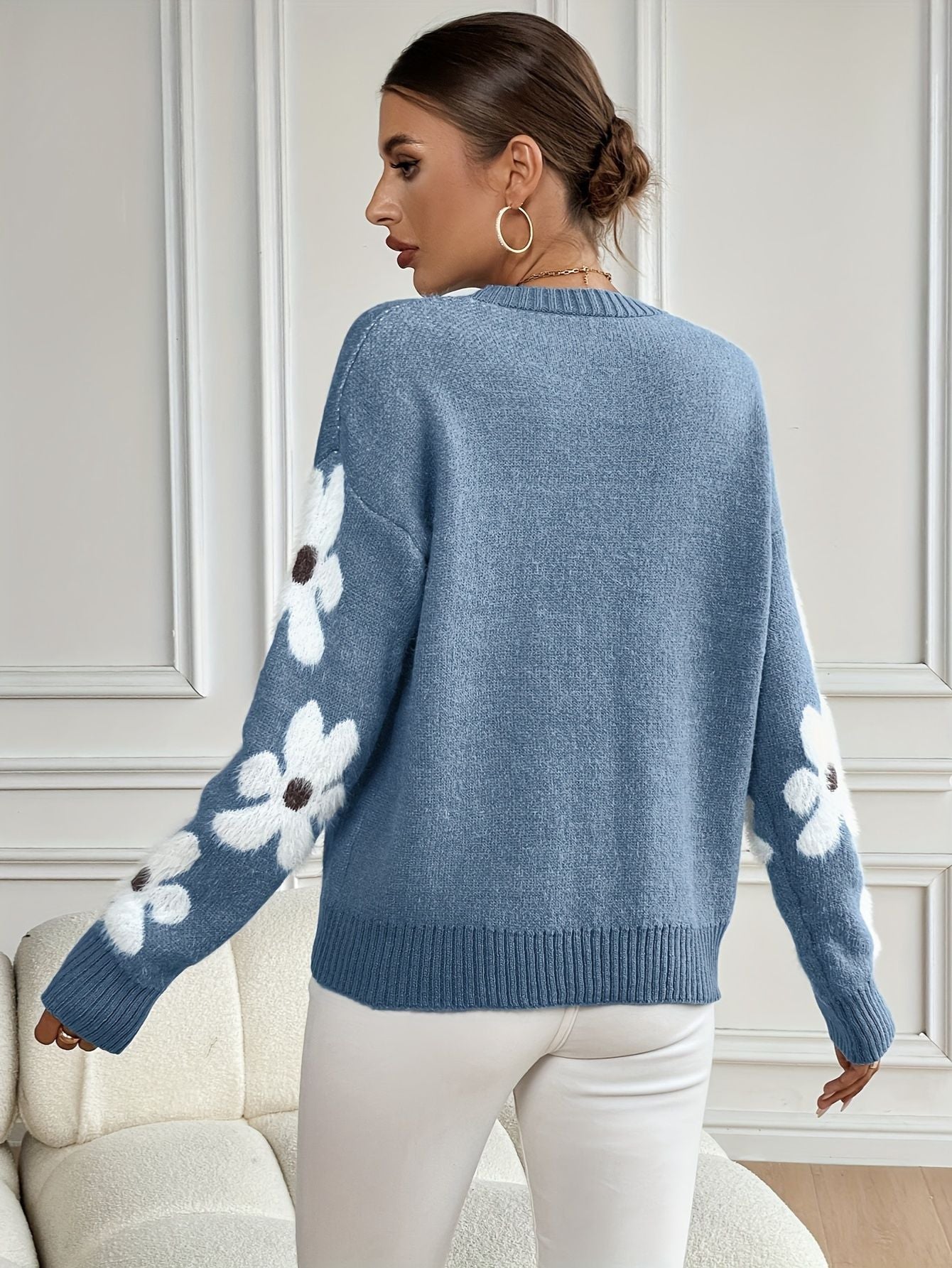 Women’s Floral Round Neck Sweater Freya Fashion