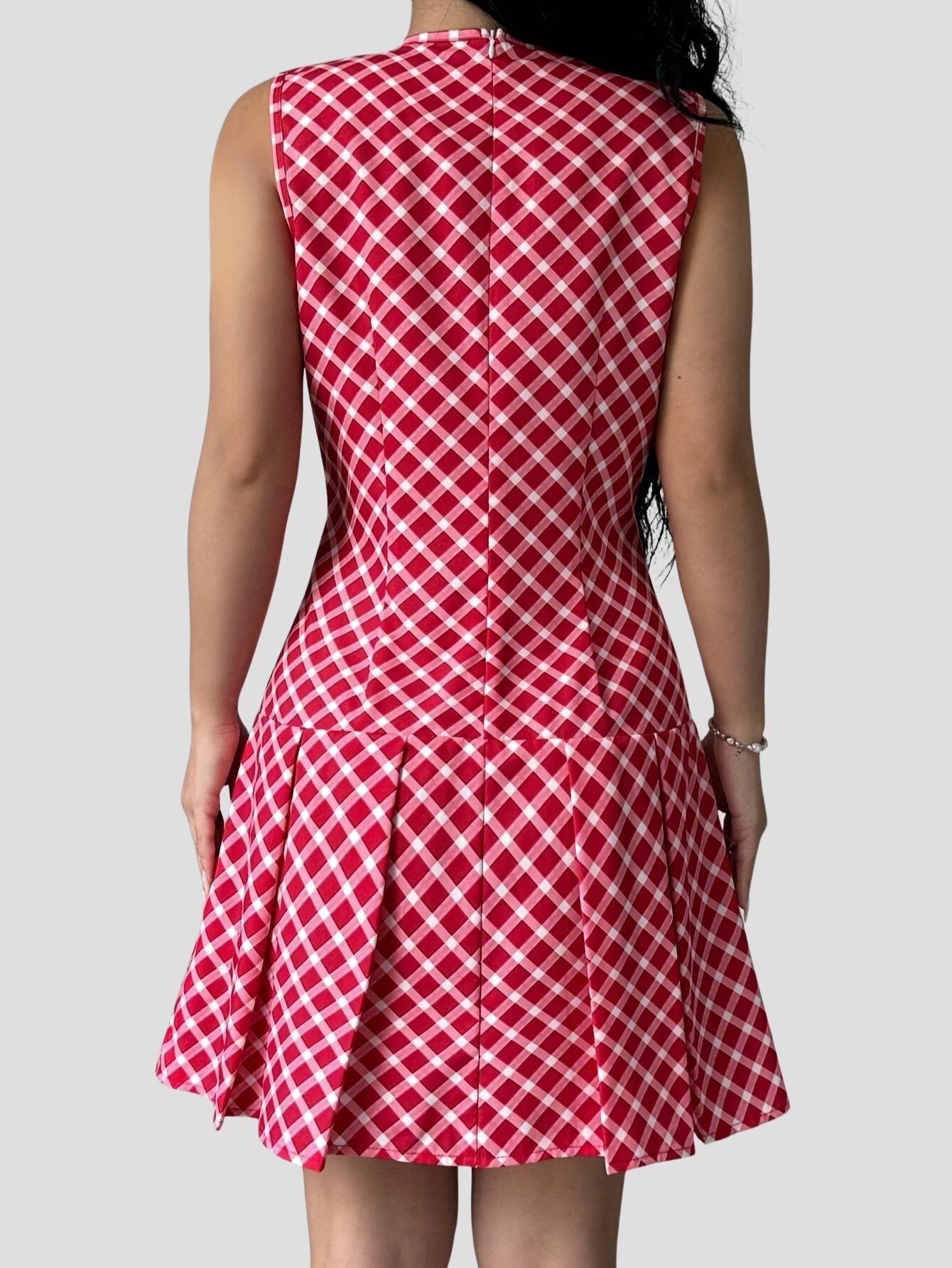 Women’s Sleeveless Gingham Mini Dress Freya Fashion