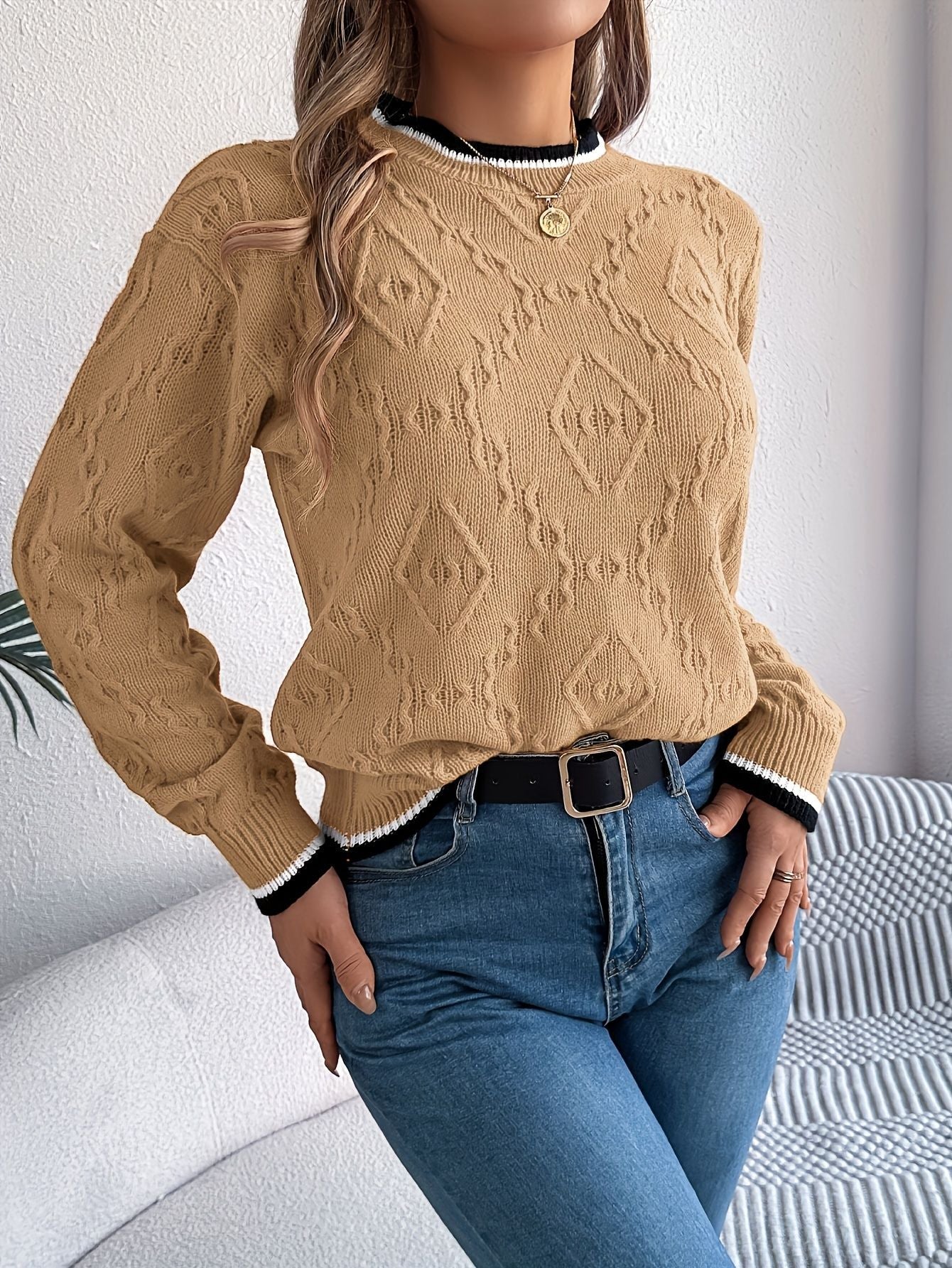 Women’s Casual Cable Knit Sweater Freya Fashion