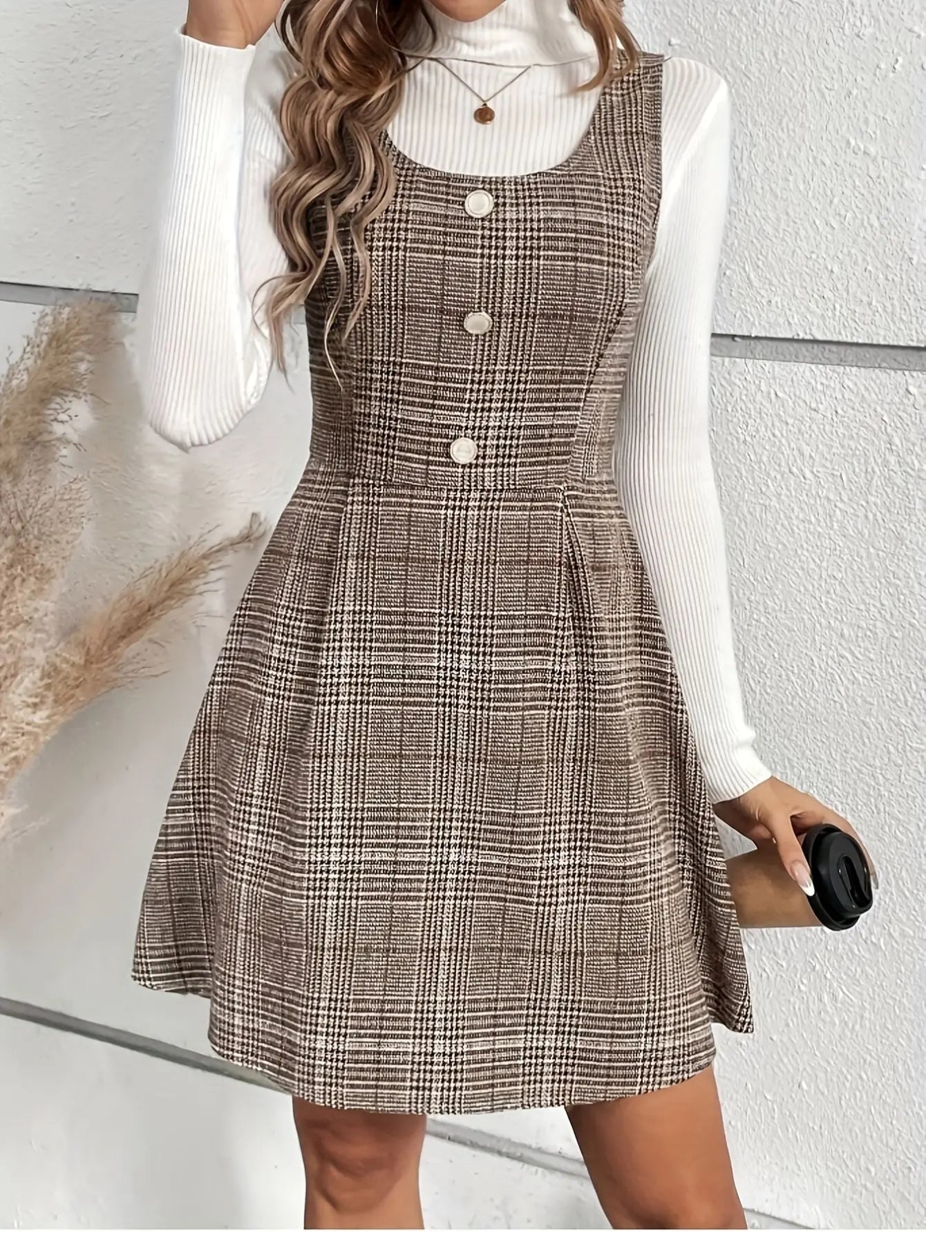 A-Line Dress Tartan Print Freya Fashion