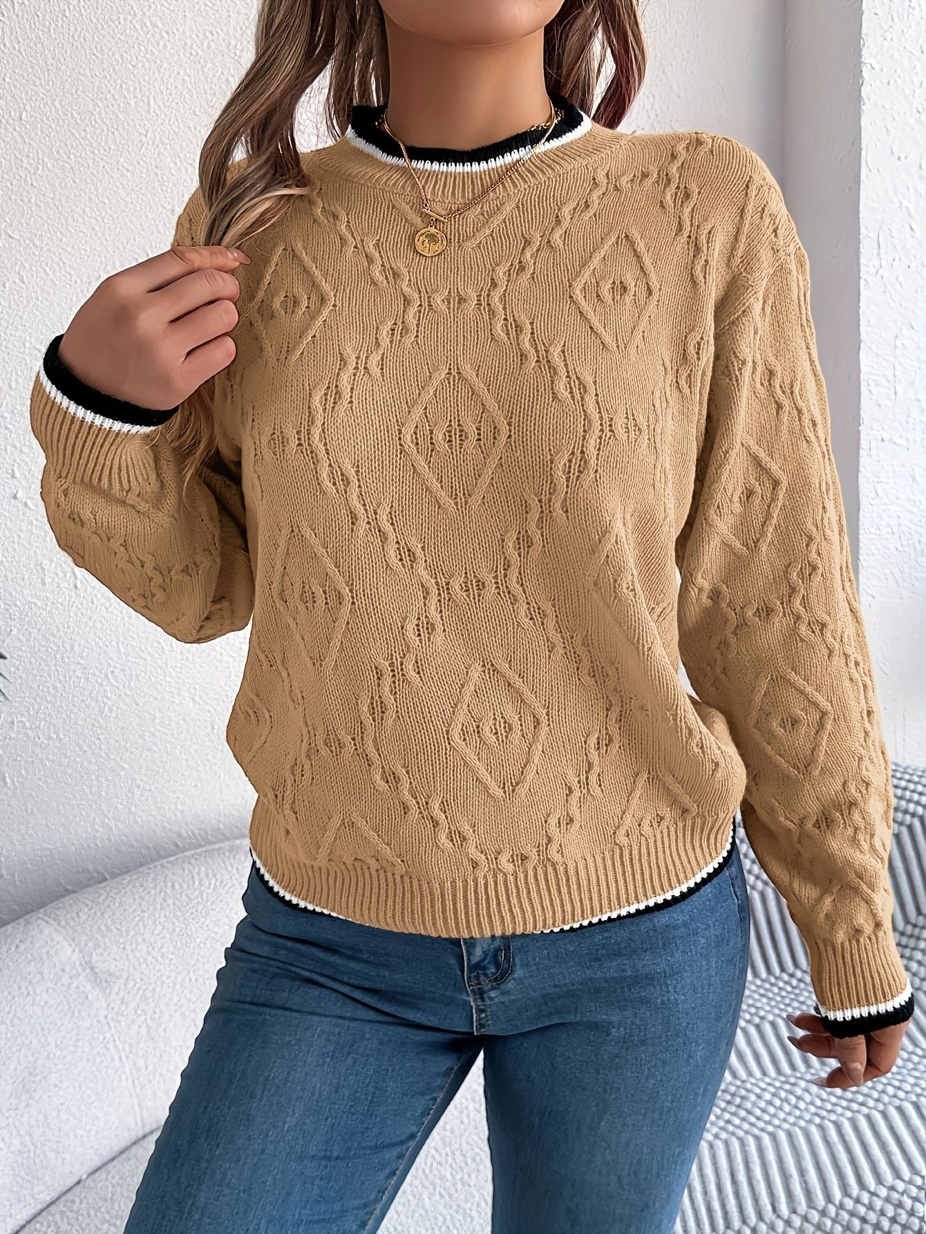 Women’s Casual Cable Knit Sweater Freya Fashion