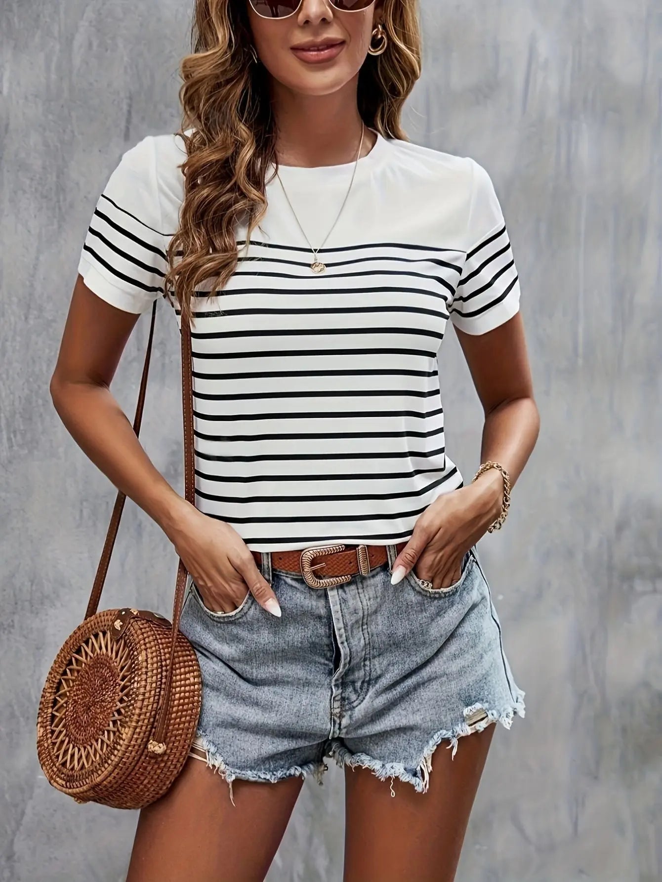 Women’s Striped Crew Neck T-Shirt Freya Fashion