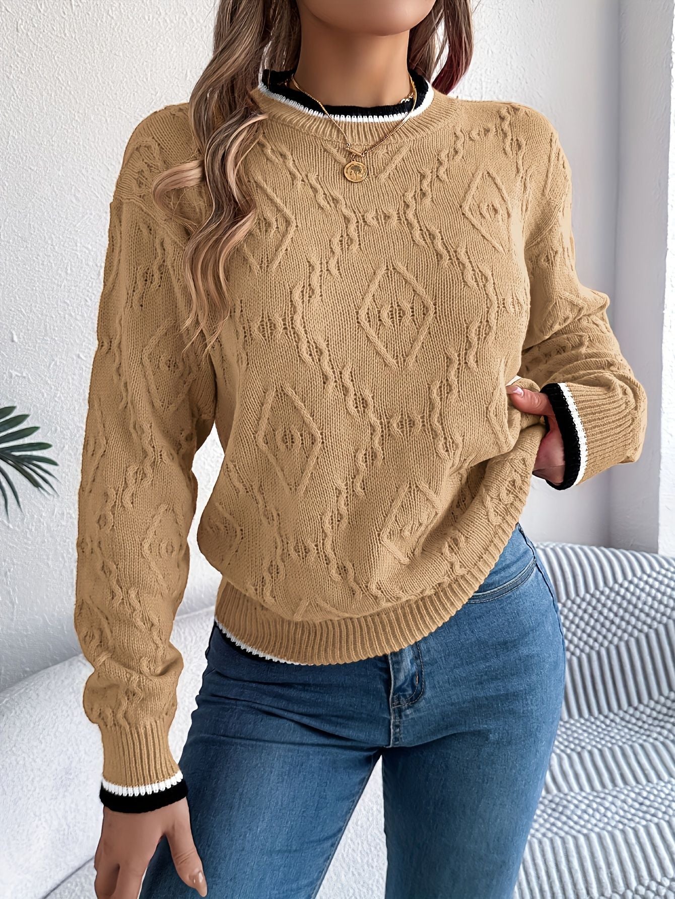 Women’s Casual Cable Knit Sweater Freya Fashion