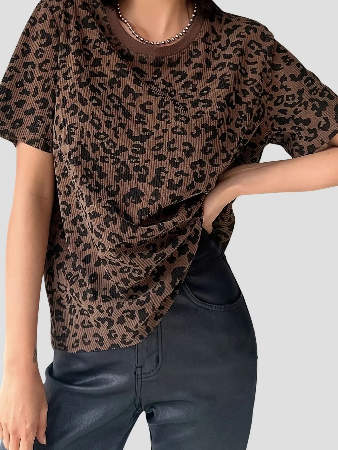 Women’s Leopard Print Short Sleeve T-Shirt Freya Fashion