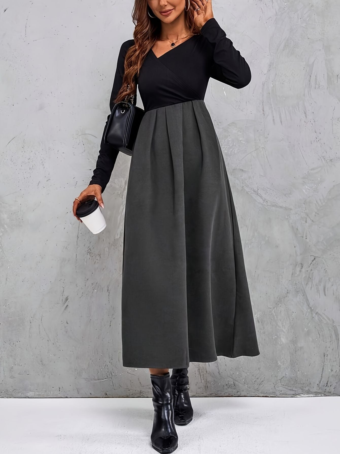 Women’s Asymmetrical Collar Pleated Dress Freya Fashion