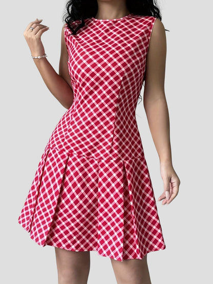 Women’s Sleeveless Gingham Mini Dress Freya Fashion