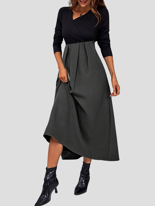 Women’s Asymmetrical Collar Pleated Dress Freya Fashion