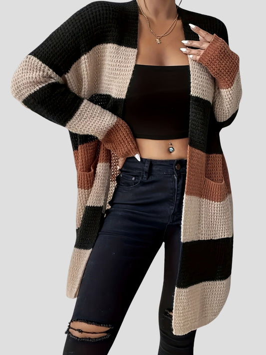 Women’s Color Block Pocket Cardigan Freya Fashion