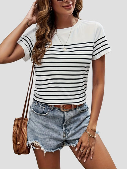 Women’s Striped Crew Neck T-Shirt Freya Fashion