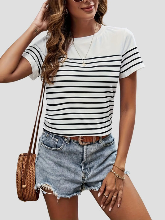 Women’s Striped Crew Neck T-Shirt Freya Fashion