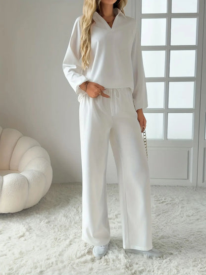 Women’s 2 Piece Set V-Neck Shirt & Pants Freya Fashion