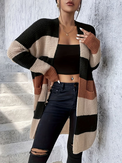 Women’s Color Block Pocket Cardigan Freya Fashion