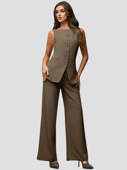 Women’s Solid Color Vest and Pants Set Freya Fashion